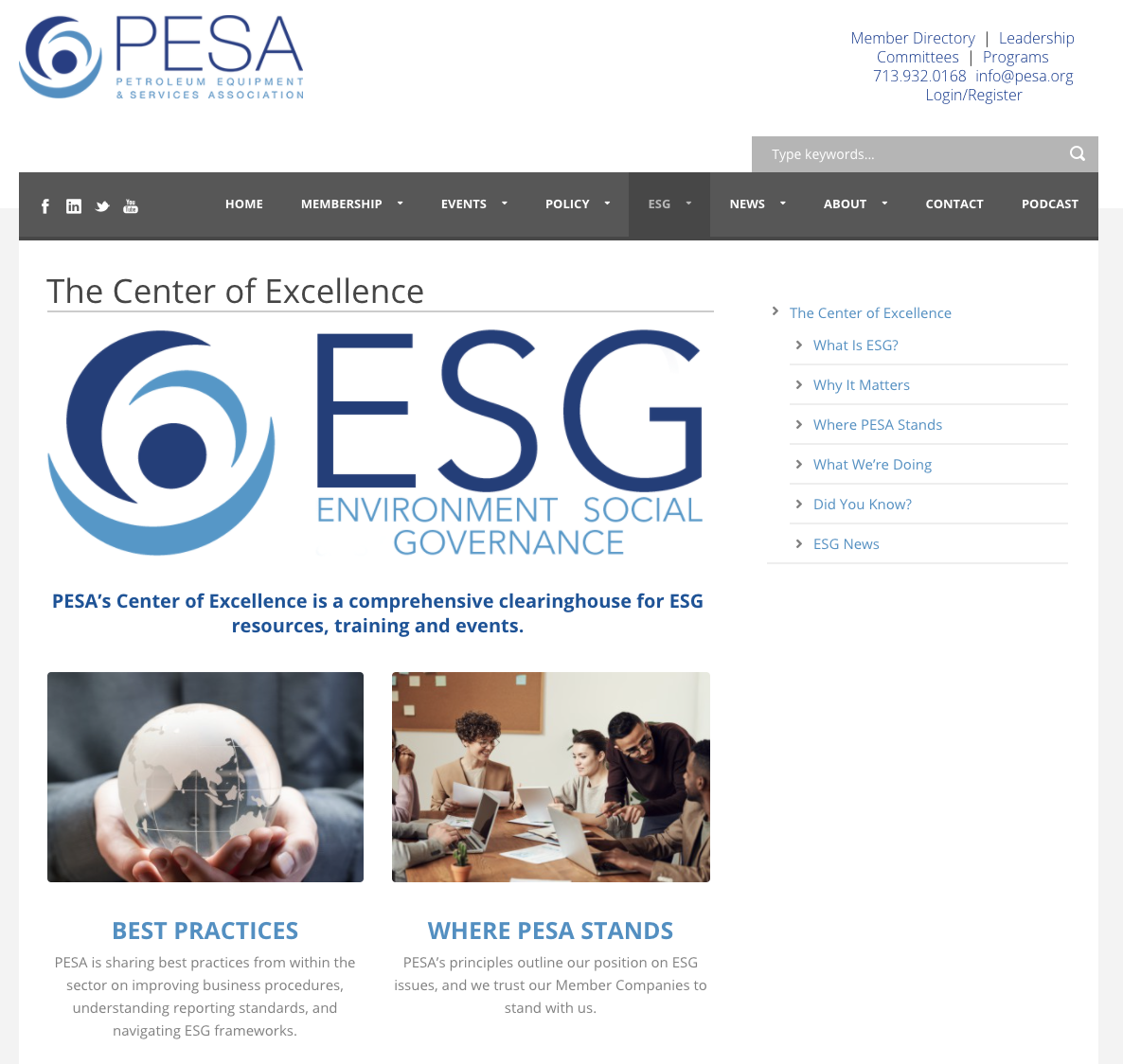 PESA ESG Center of Excellence